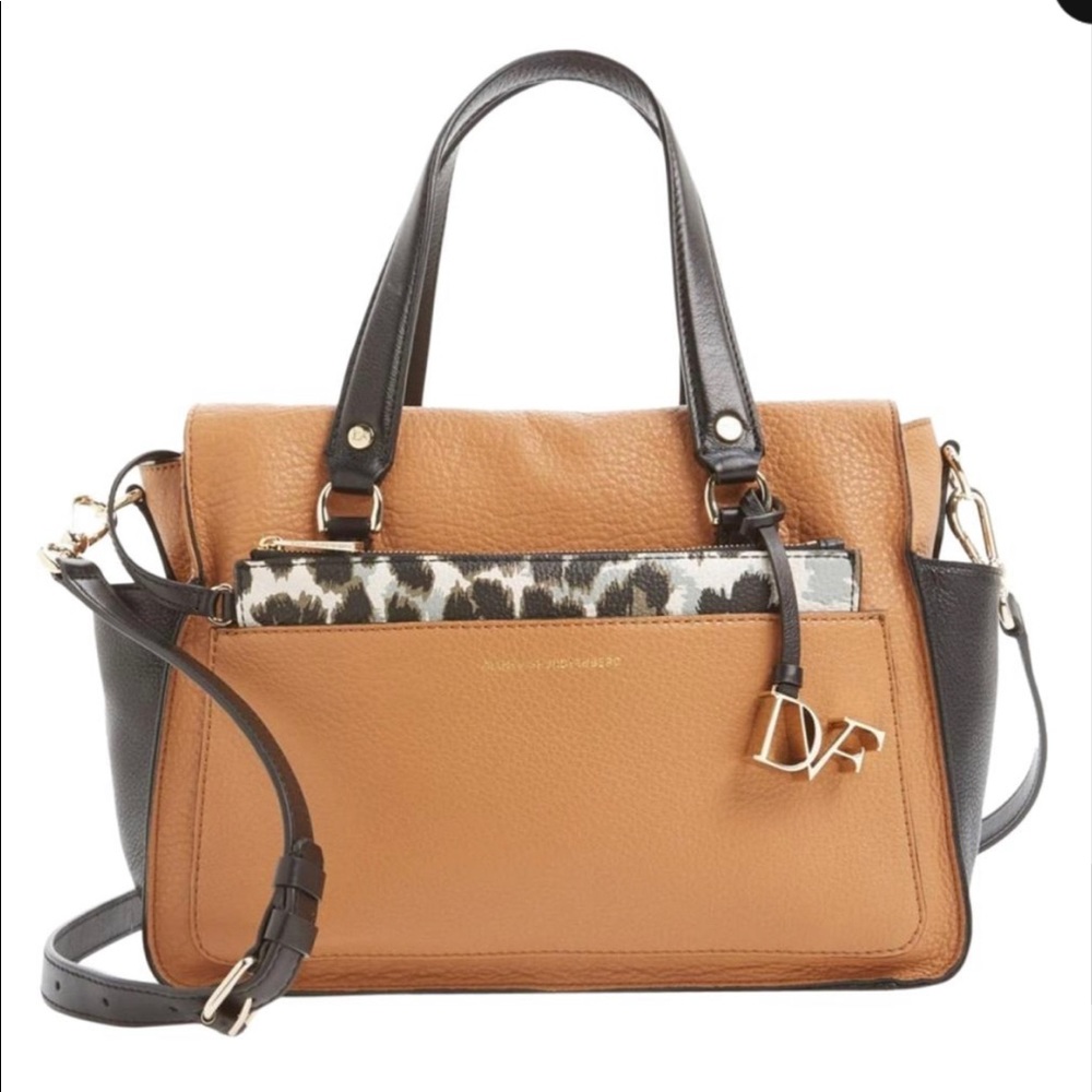 NWOT Diane Von Furstenberg tan and black purse